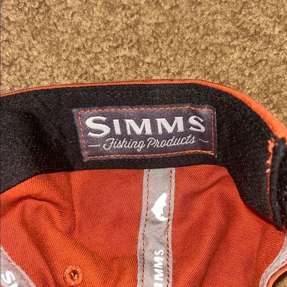 Simms Mossy Creek Fly Fishing Embroidered Trout Cap Orange Black Mens Unisex - Picture 6 of 7